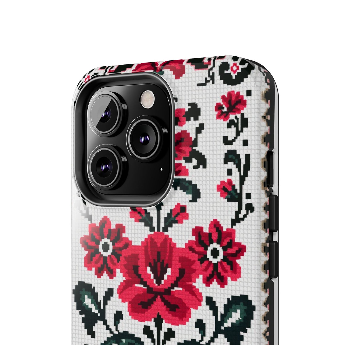 Traditional Floral Knit Tough Phone Cases - Durable Protection with Vintage Style - for iPhone