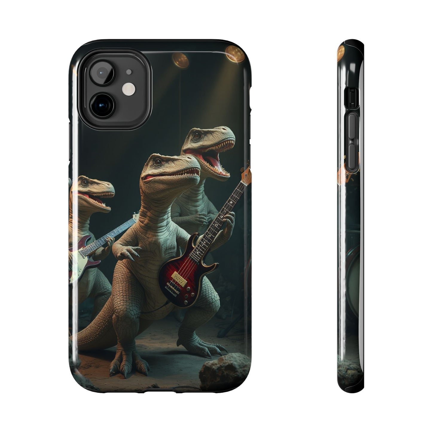 Rockin' Dinosaur Tough Phone Cases - Perfect for Music Lovers and Kids!