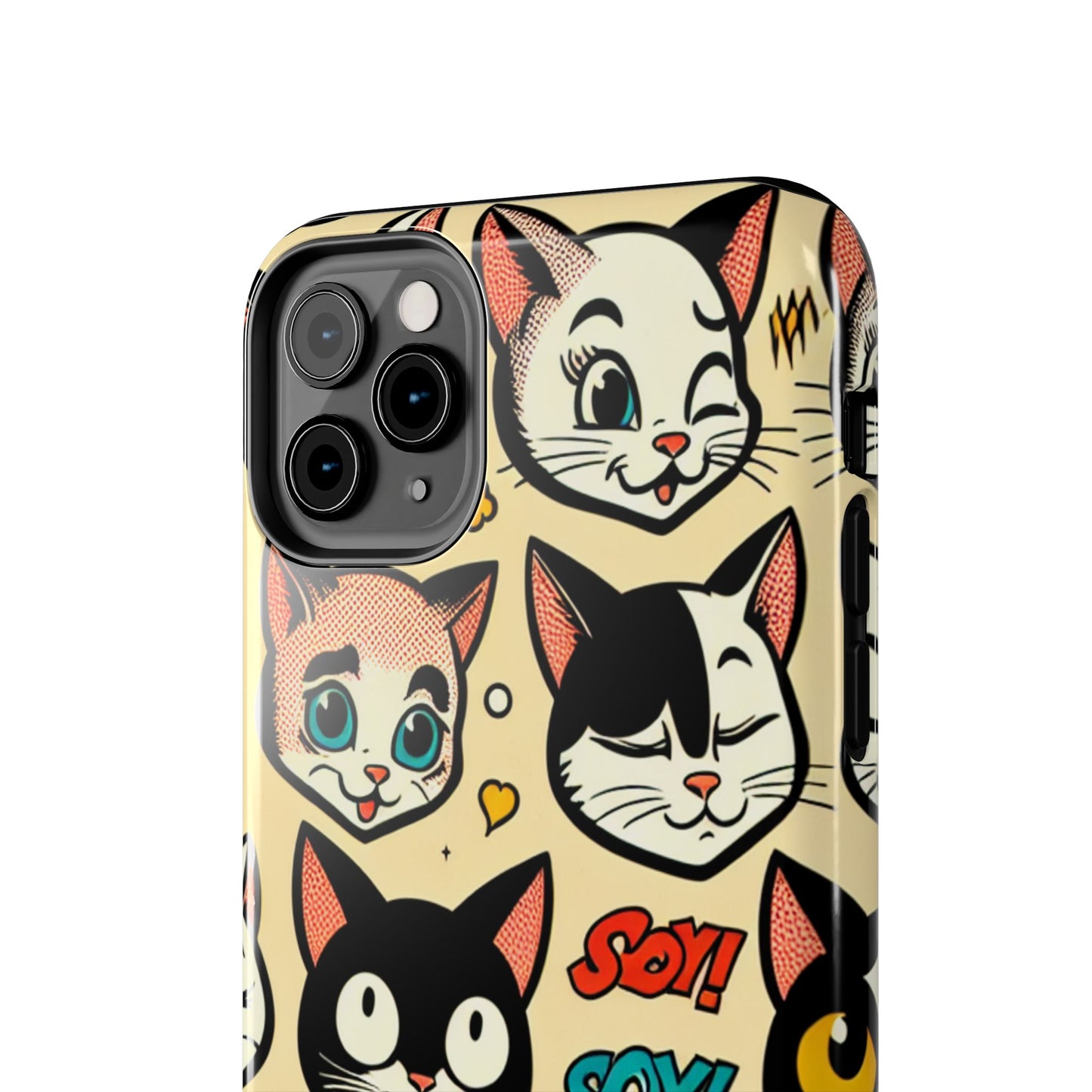 Playful Cat-Themed Tough Phone Case - Pet Pattern - for iPhone