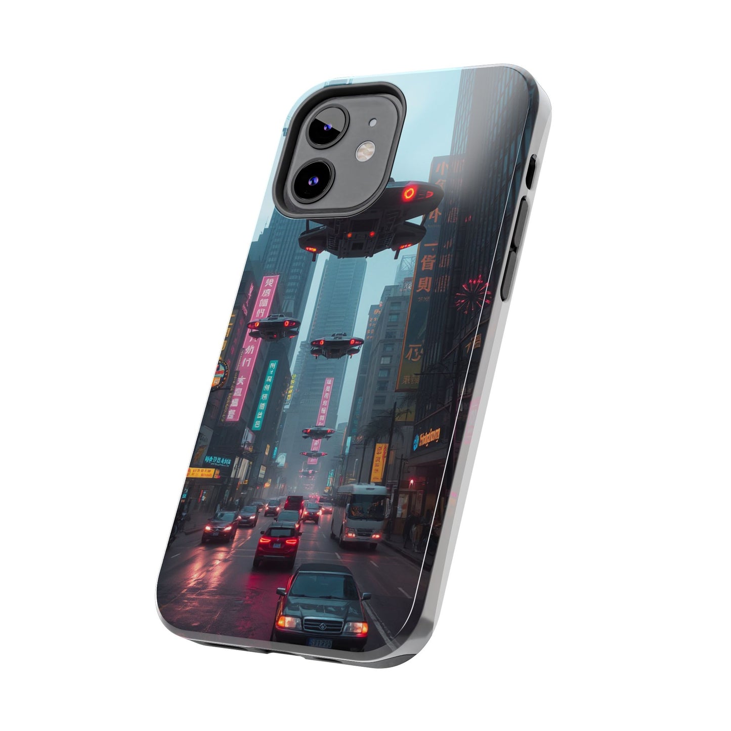 Futuristic City Tough Phone Case - Sci-Fi Design for Urban Explorers