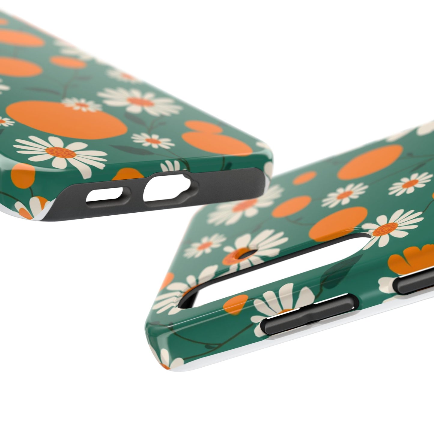 Floral Tough Phone Case - Daisy & Orange Design