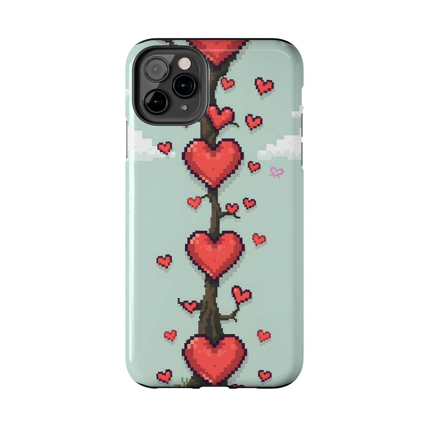 Pixelated Love Hearts Tree | Tough Phone Case - Cute Design - for iPhone