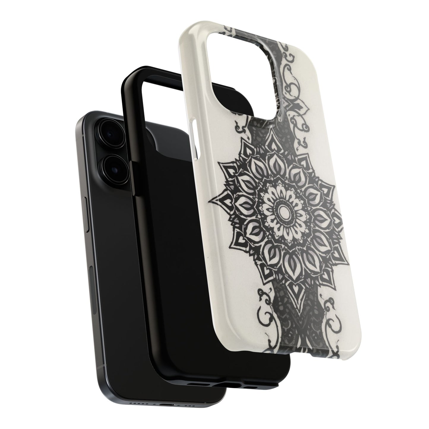 Stylish Tough Phone Cases with Dark Mandala Design - Durable and Unique Protection - for iPhone