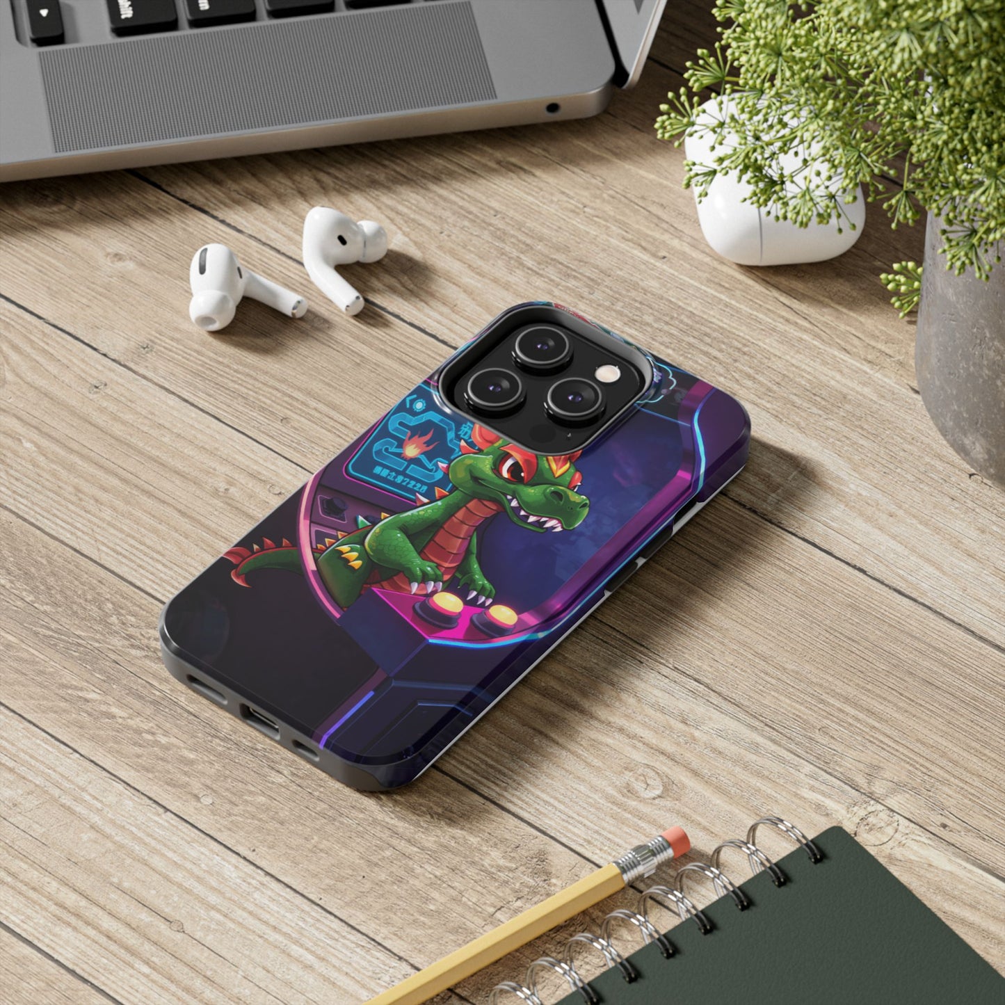 Retro Gamer Tough Phone Case with Dragon Design