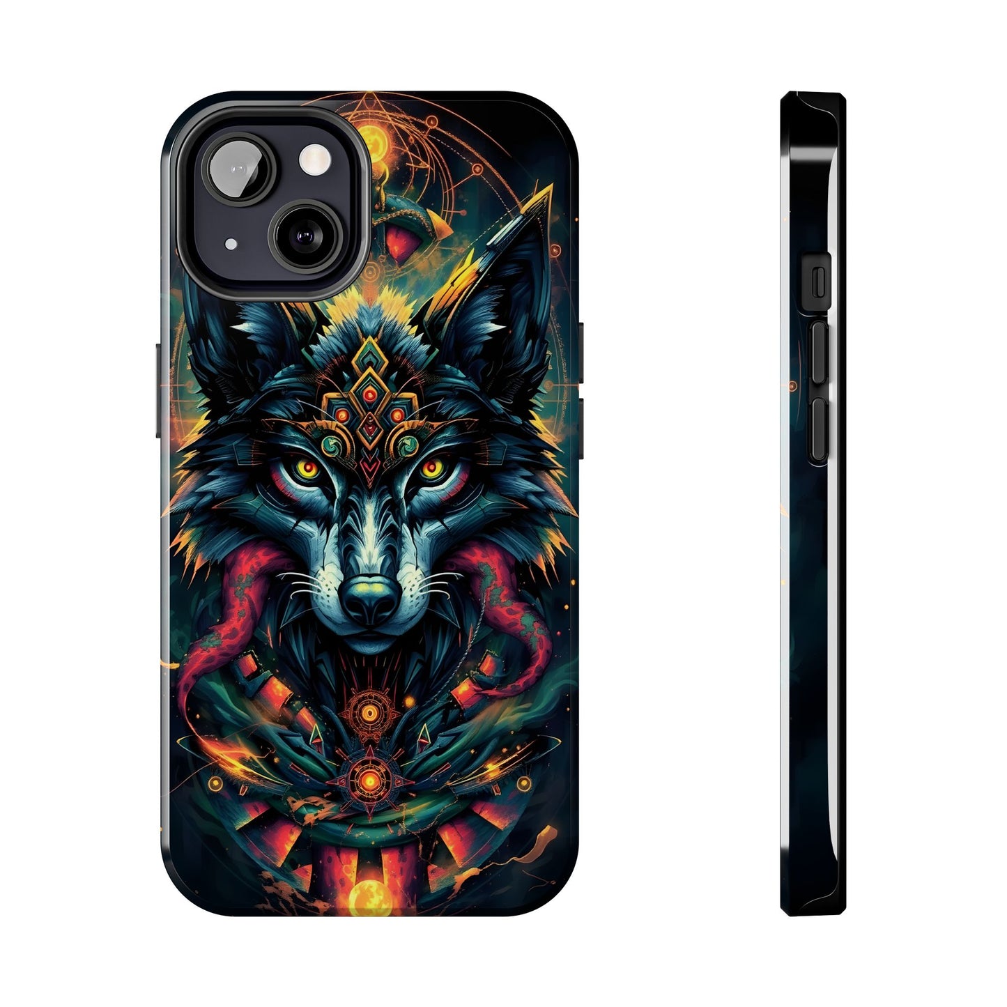 Vibrant Mystical Wolf Art Tough Phone Case - Durable & Unique Design for Animal Lovers - for iPhone