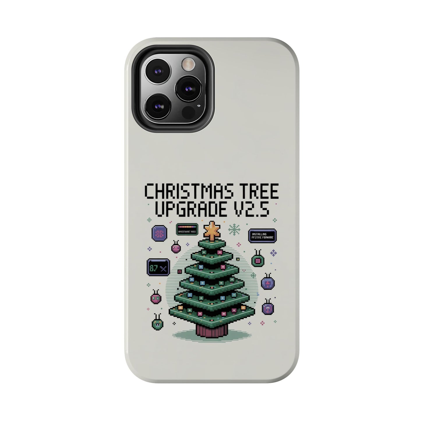 Christmas Tree Upgrade Tough iPhone Case - Pixel Art Design