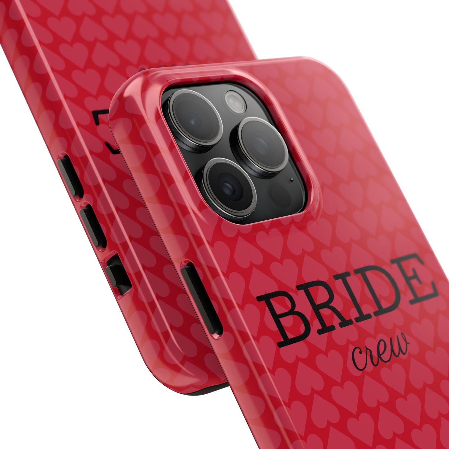 Bride Crew Tough Phone Case – Stylish Red Heart Design for Wedding Parties - for iPhone