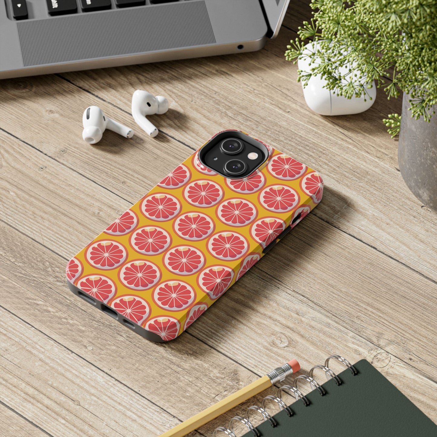 Citrus Pattern Tough Phone Case - Bright Grapefruit Design - for iPhone