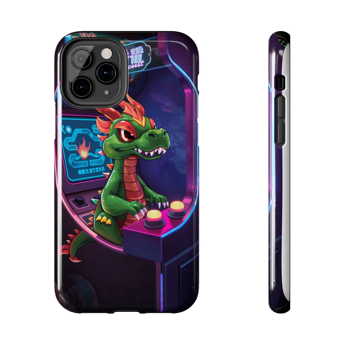 Retro Gamer Tough Phone Case with Dragon Design