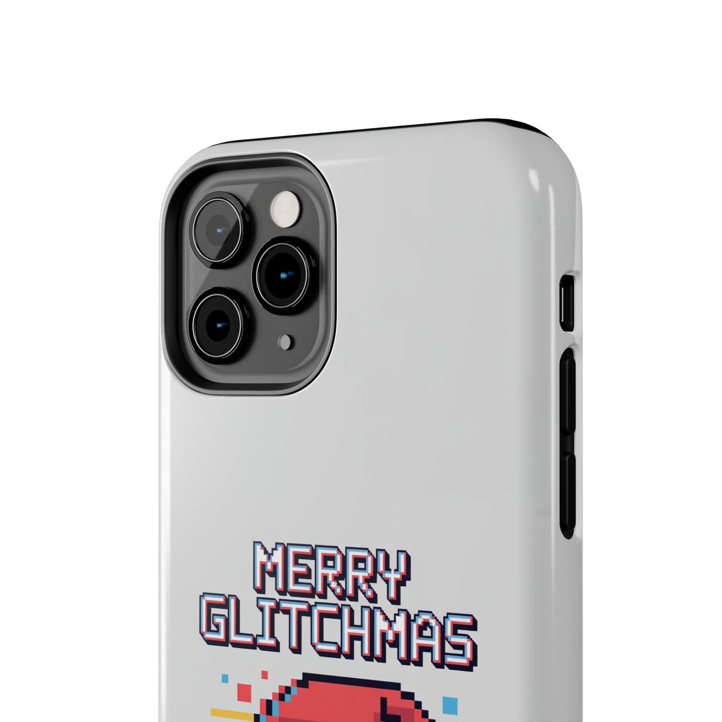 Merry Glitchmas Phone Case - Christmas Pixel Art Design for iPhone