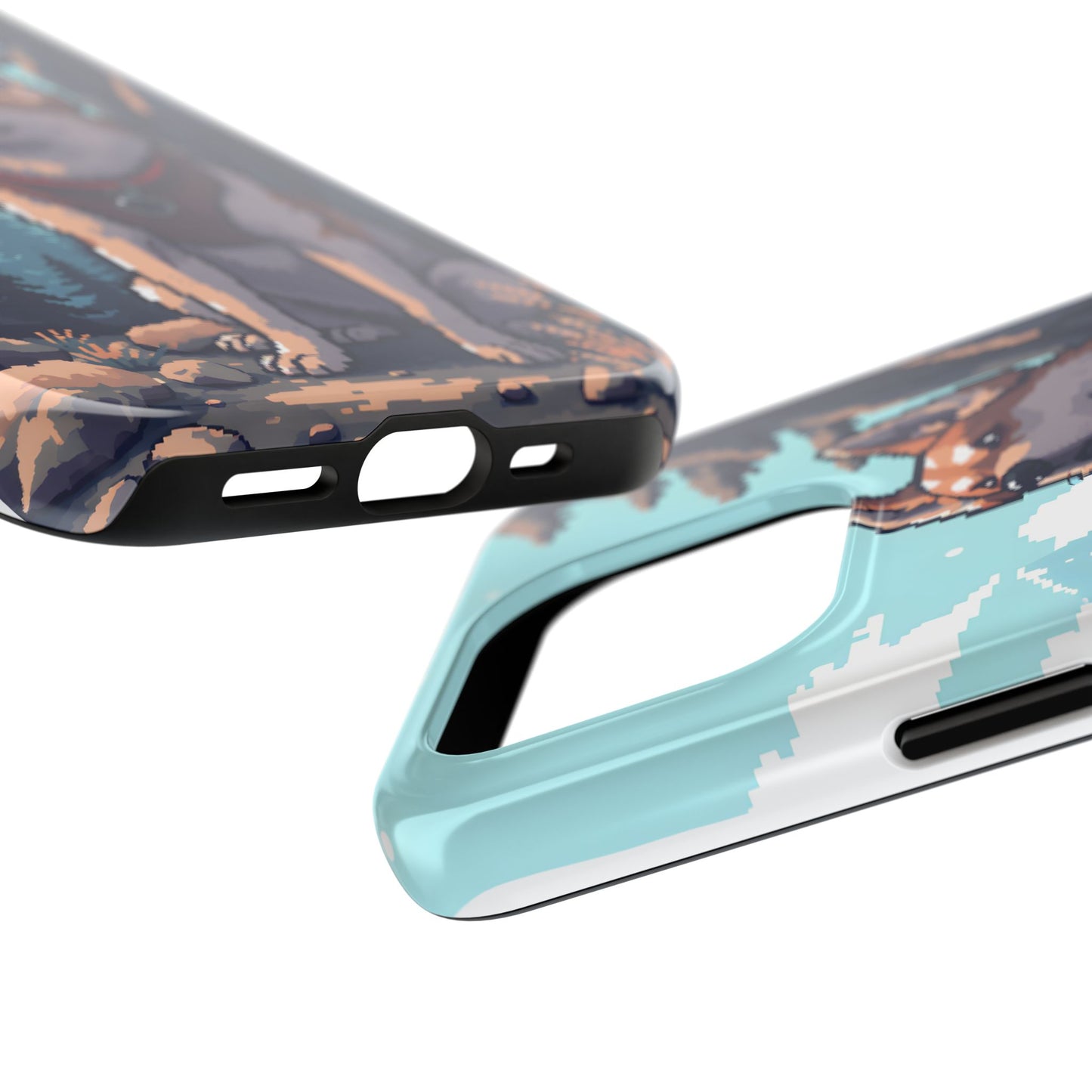 Retro Dog Adventure Tough Phone Case - Pixel Art Shiba Inu Design - for iPhone
