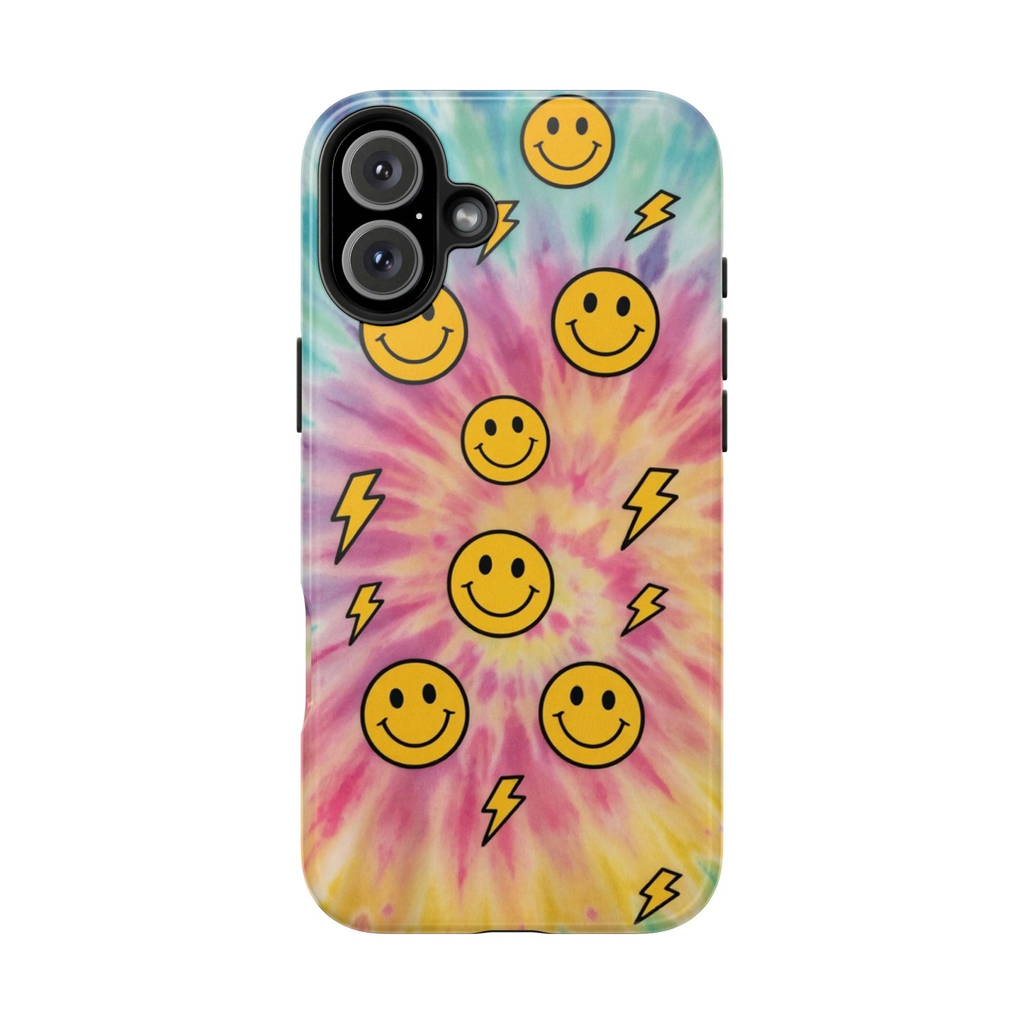 Colorful Smiley Lightning Tough Phone Case - Fun & Durable