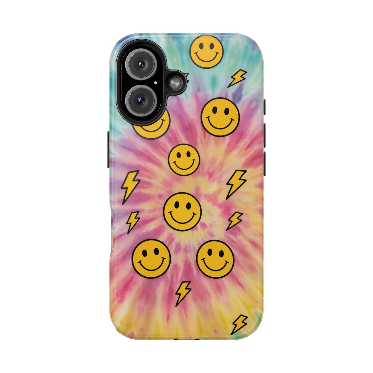 Colorful Smiley Lightning Tough Phone Case - Fun & Durable