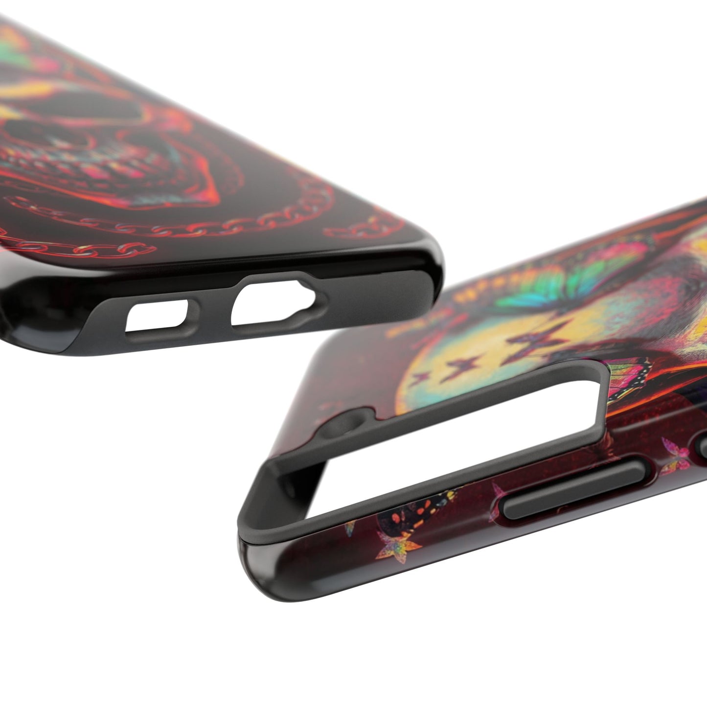 Gothic Skull Phone Case with Butterflies - Durable Tough Phone Case